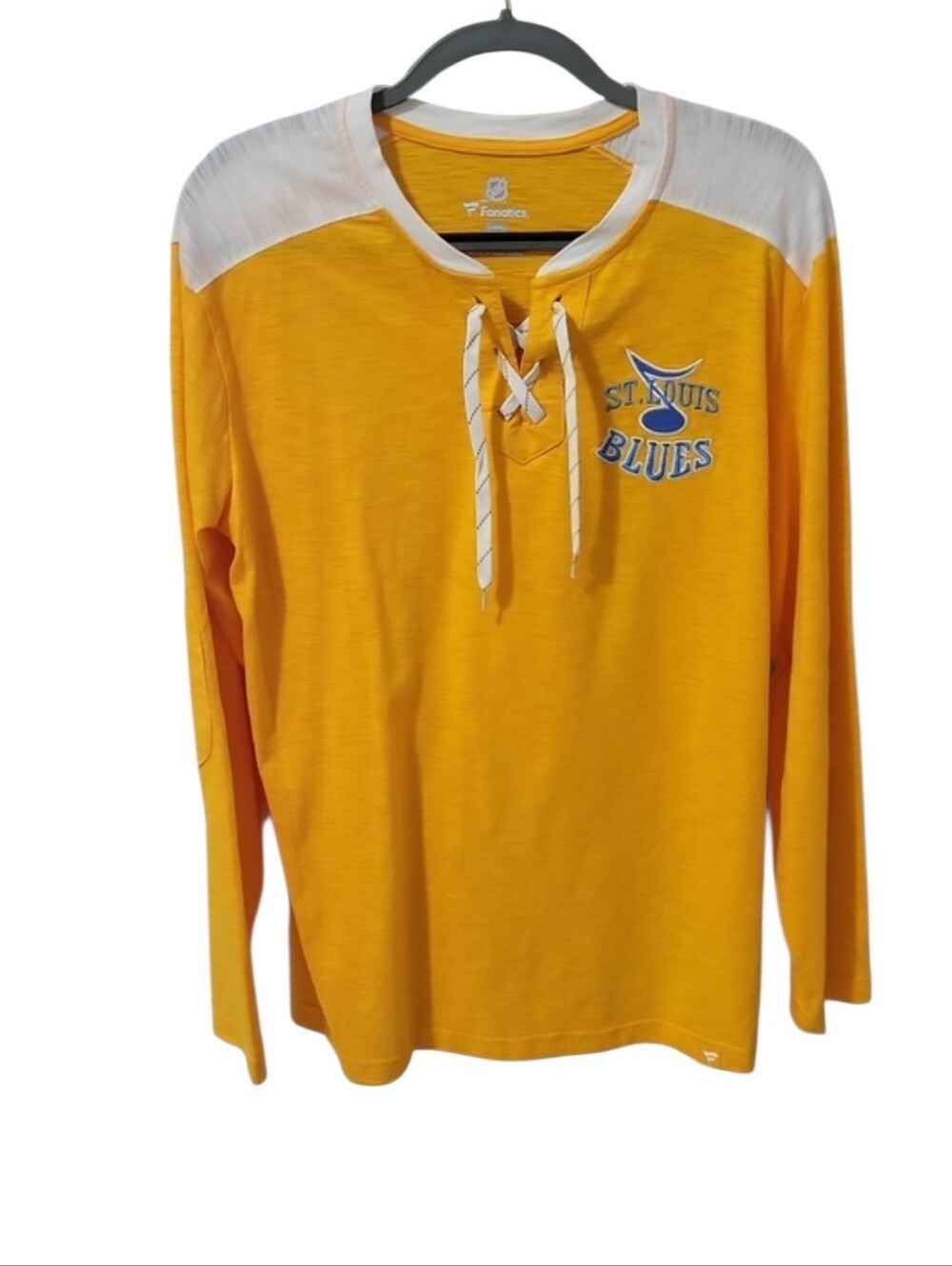 NHL Fanatics Men's St. Louis Lace-Up Long Sleeve Tee-Large